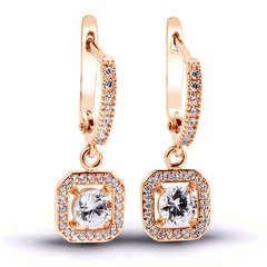 Gold earrings with cubic zirkonia ПДСз01