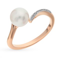 Gold ring with pearls and cubic zirkonia ЖК2021, 2.26