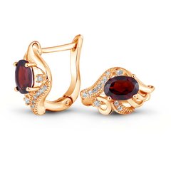 Gold earrings with natural garnet ПДСз104Г