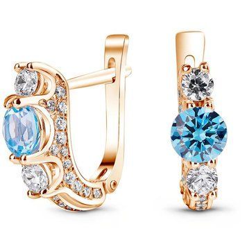 Gold earrings with natural topaz БСз110Т