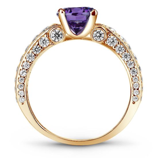 Gold ring with natural amethyst БКз101АМ, 15, 4.07