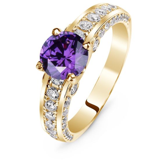 Gold ring with natural amethyst БКз101АМ, 4.07
