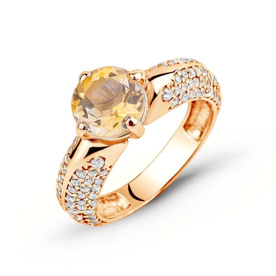 Gold ring with natural citrine БКз103Ц, 15, 4.86