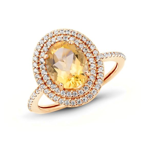Gold ring with natural citrine ПДКз66Ц, 2.76