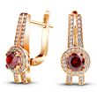 Gold earrings with natural garnet ПДСз73Г