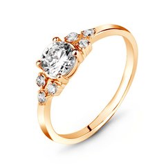 Gold ring with cubic zirkonia СКз2257, 15, 1.52