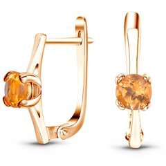 Gold earrings with natural citrine Сз2094Ц