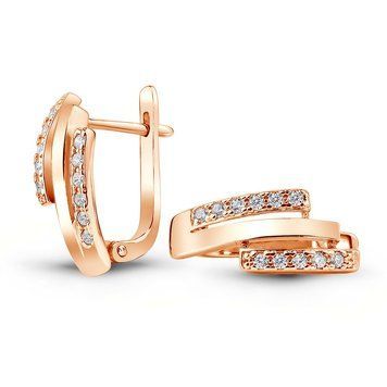 Gold earrings with cubic zirkonia ФСз115