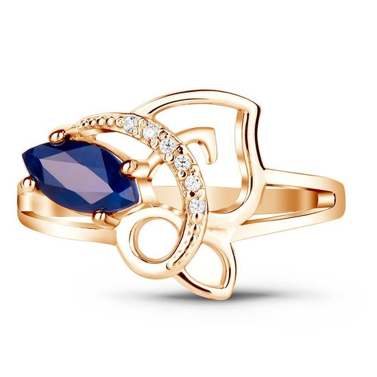 Gold ring with sapphire ФКз192С, 16, 2.77