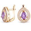 Earrings in gold with natural amethyst ПДСз204АМ