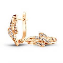 Gold earrings with cubic zirkonia ФСз113