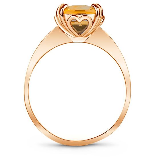 Золотое кольцо с натуральным цитрином ПДКз29Ц, 15.5, 3.5