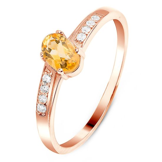 Gold ring with natural citrine ПДКз84Ц, 16, 1.45