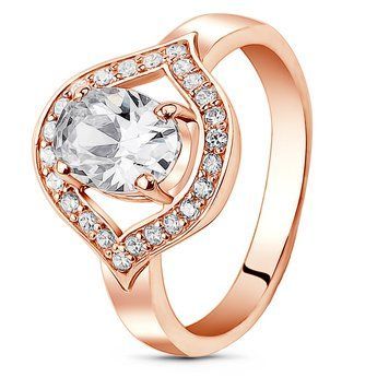 Red gold ring with cubic zirconia PDKz69, 2.77
