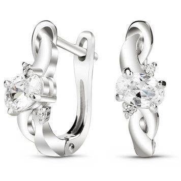 Серьги из белого золота с фианитами ПДСБз103, 3.77