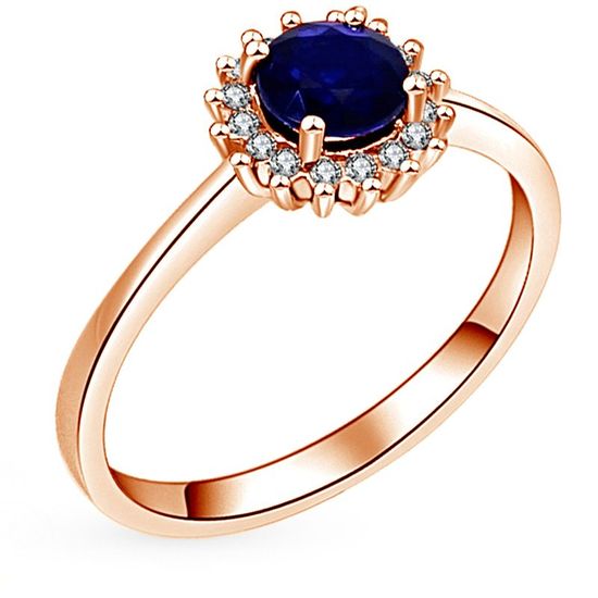 Золотое кольцо с сапфиром и бриллиантами СК5507, 2.67