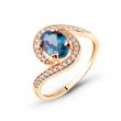 Gold ring with natural London Blue topaz ПДКз99ЛБ, 19, 2.89