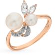 Gold ring with pearls and cubic zirkonia ЖК2015, 2.75
