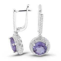Earrings made of silver with natural amethyst ПДС15АМ