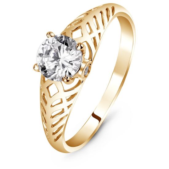 Gold ring with cubic zirkonia ФКз207, 2.34
