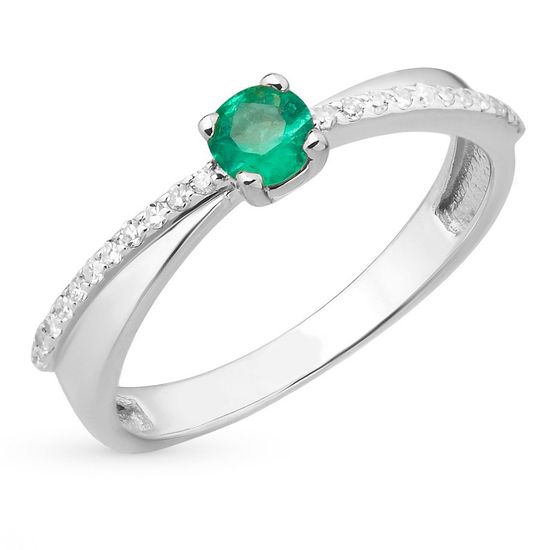 Gold ring with emerald and diamonds ИК5503Б, 2.3