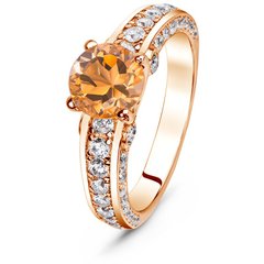 Gold ring with natural citrine БКз101Ц, 15, 4.07