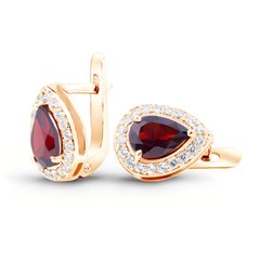Earrings made of gold with natural garnet ПДСз115Г