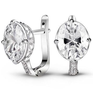 Серьги из белого золота с фианитами ПДСБз14, 4.93