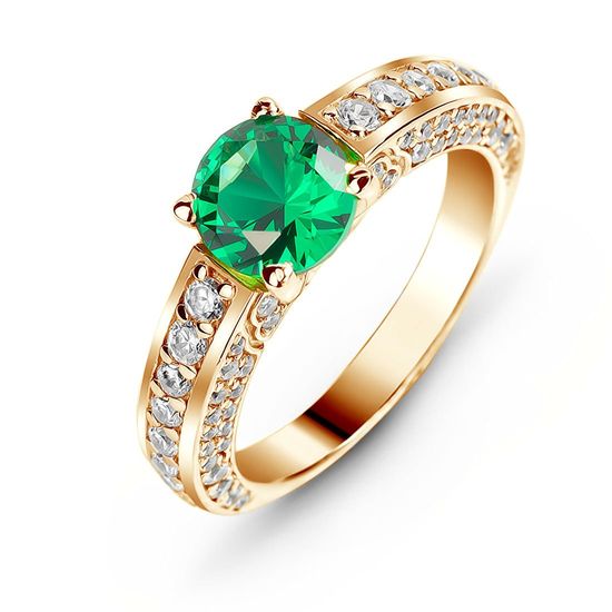 Ring made of gold with emerald nano БКз102НИ, 15, 4.86