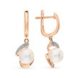 Gold earrings with pearls and cubic zirkonia ЖС2020