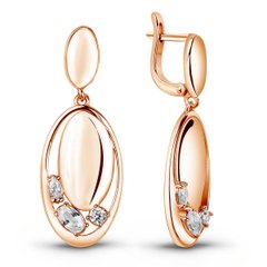 Gold earrings with cubic zirkonia ФСз298