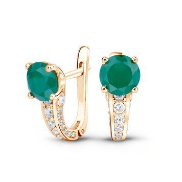 Золотые серьги с натуральным агатом БСз101АГ, 3.87