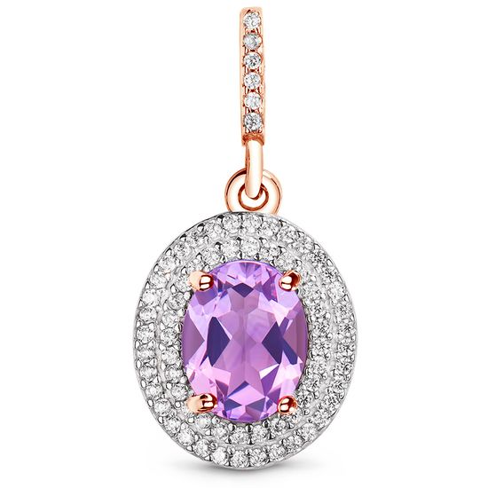 Gold pendant with natural amethyst ПДз66АМ, 2,58