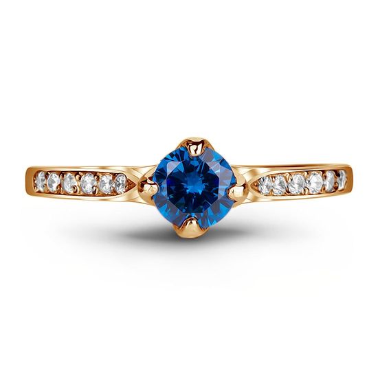 Gold ring with sapphire nano КБРз33НС, 15, 1.75