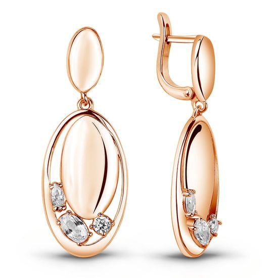 Gold earrings with cubic zirkonia ФСз298
