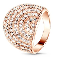 Red gold ring with cubic zirconia FKz163, 7.5