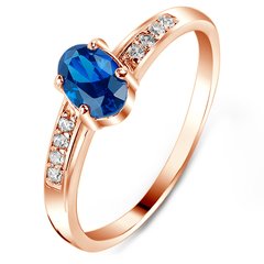 Gold ring with sapphire nano ПДКз84НС, 15.5, 1.47