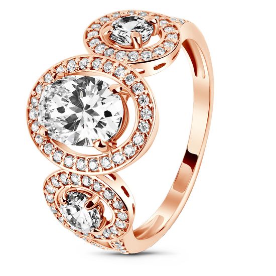 Red gold ring with cubic zirconia PDKz72, 3.40