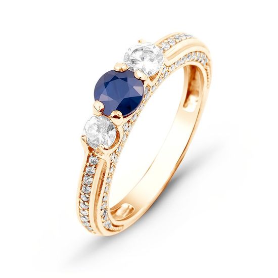Gold ring with natural sapphire БКз110С, 15.5, 3.72
