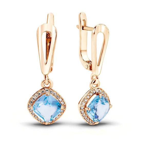 Earrings in gold with natural topaz ПДСз80Т