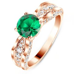 Gold ring with emerald nano БКз104НИ, 15.5, 4.15