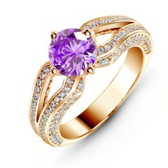 Gold ring with natural amethyst БКз107АМ, 15.5, 5.35