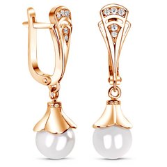 Gold earrings with pearls Сз1168ЖБ