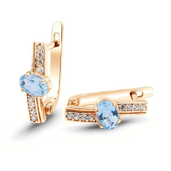 Gold earrings with natural topaz ПДСз84Т