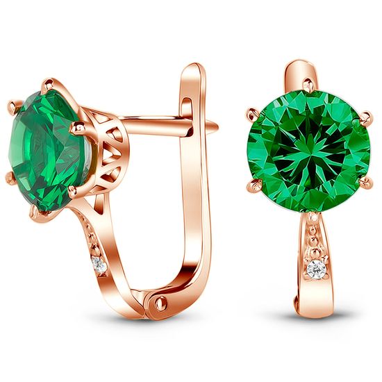 Gold earrings with emerald nano S21NE, 3.93