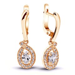 Gold earrings with cubic zirkonia ПДСз99