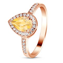 Gold ring with natural citrine ПДКз115Ц, 2.75