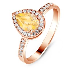 Gold ring with natural citrine ПДКз115Ц, 2.75