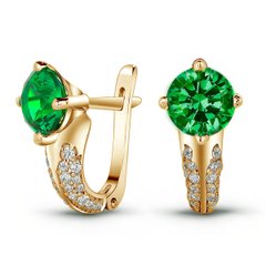 Gold earrings with emerald nano БСз103НИ, 4.51