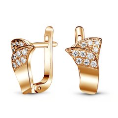 Gold earrings with cubic zirkonia ФСз131